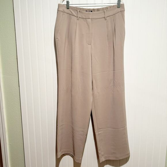 Quince Stretch Crepe Pleated Wide Leg Pants Morel Gray NEW Size 14 - Picture 2 of 9